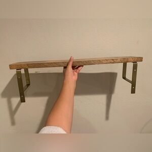 Natural wood shelf kitchen bathroom